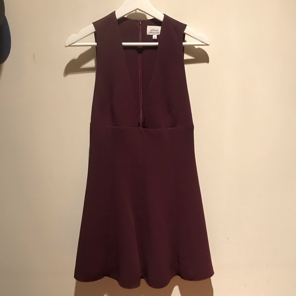 Maroon Aritzia Wilfred Montbrun Deep Plunge Dress - Size 2